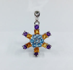 Collar de plata de ley 925 con gemas multicolor, colgante ligero de bajo nivel de pedido, para uso diario - Product Image 4