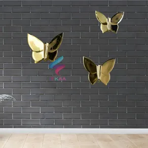 Kelebek şekilli asılı dekorasyon demir Metal duvar sanat dekorasyon siyah soyut geometrik kadın yüz duvar dekorasyon desteği