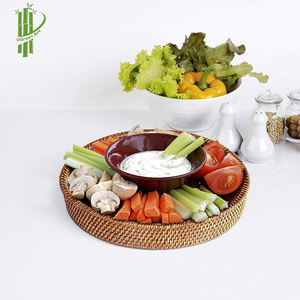 Plateau en rotin de taille personnalisée, 8 pièces, plateau de service, avec poignées décoration pour la maison - Product Image 2