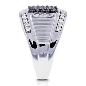 Bagues Diamants pour hommes (disponibles selon votre taille personnalisée 1.50 carats noir et blanc en or blanc 14 carats, noir - Product Image 4