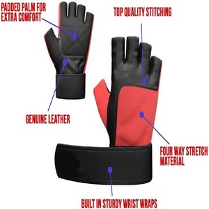 Gants de musculation en cuir de haute qualité avec logo personnalisé, sangle de poignet réglable, antidérapants, légers, unisexes - Product Image 2