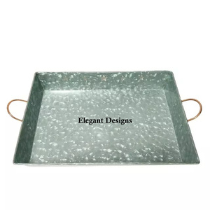 Plat de service galvanisé d'excellente qualité, forme rectangulaire, nouveau plateau de service indien élégant, vente en gros, plateau de service galvanisé - Product Image 1