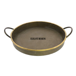 Plateau de service galvanisé Antique de 8 pouces, plateau rond élégant de service indien, nouvelle collection de plats de service galvanisés de styliste fait à la main - Product Image 1