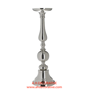 Candelero de metal plateado alto de alta calidad, Decoración de mesa decorativa hecha a mano para Navidad y bodas - Product Image 1