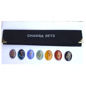 Chakra Sanskrit Symbol Oval Set | 7 Chakra stone sets supplier natural