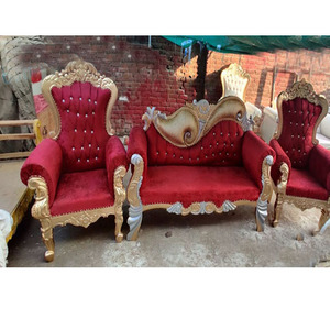 ชุดโซฟาออกแบบสำหรับงานแต่งงานมุสลิม Grand Mehroon Golden chaise with chaise with chaise Asian Wedding event sofa Brand Boston - Product Image 1