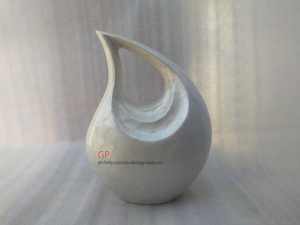 Urna de cremación para adultos con esmalte de perlas blancas de aluminio para cenizas humanas - Product Image 3