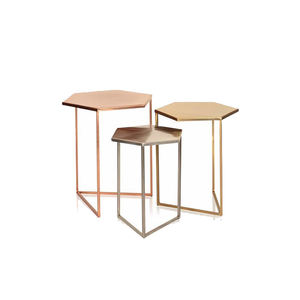 โต๊ะกลางเฟอร์นิเจอร์กรอบโลหะเคลือบทองโต๊ะกาแฟหินอ่อนท็อปเฟอร์นิเจอร์ตกแต่งซ้อนกันสุดหรู - Product Image 1