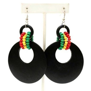 Conjunto de pendientes africanos para mujer, nuevo diseño, resina redonda ovalada, candelabros de tres colores rastafari, joyería de verano de África, venta al por mayor - Product Image 4