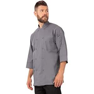 Uniforme de chef con botones para hotel, abrigo de chef de media manga - Product Image 3