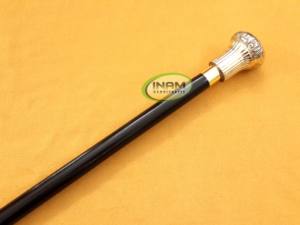 Bâton de marche en bois de qualité Vintage avec poignée de bouton en laiton de conception/cannes de marche en bois avec poignée de bouton en laiton - Product Image 3