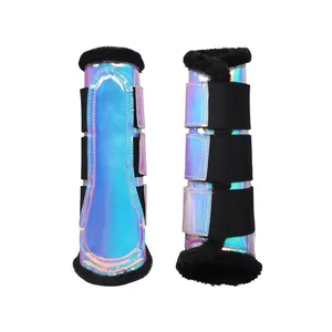 Horse Tendon/Brushing Boot in Patent Leather/Neoprene/Suede with Fur inside latest design