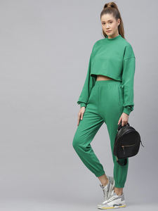 Conjuntos de ropa de invierno de dos piezas para mujer, Tops cortos y sudaderas con capucha de colores sólidos, pantalones de chándal, conjuntos de chándal de 2 uds ecológicos - Product Image 4