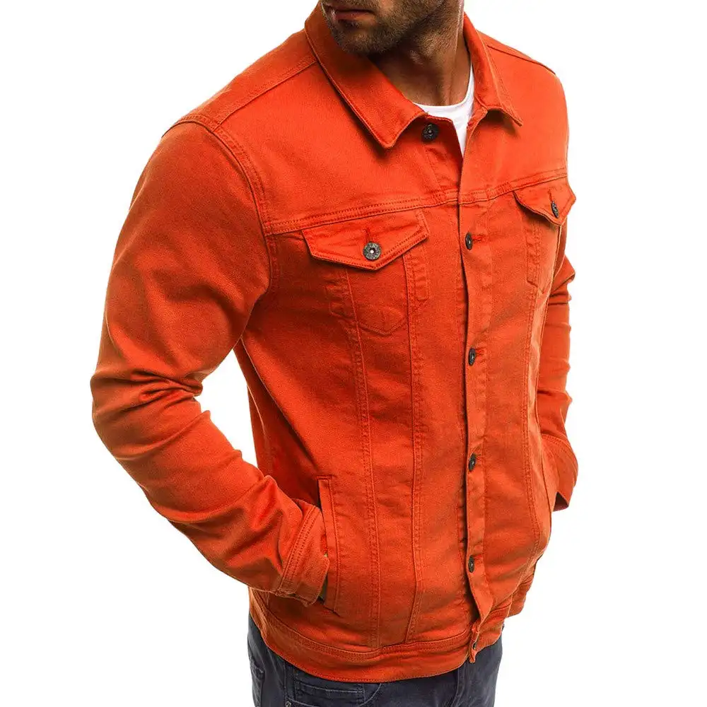 2021 all'ingrosso arancione Denim giacche jeans giacche personalizzate formale denim giacche