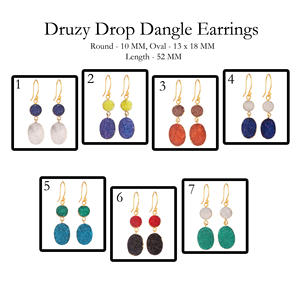 Stunning collection natural sugar druzy dangle earring brass gold plated double stone statement jewelry wedding <b>gift</b> <b>for</b> <b>her</b> - Product Image 2