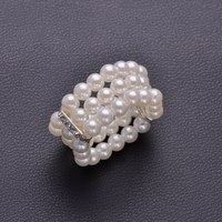 Penyangga Serbet Mutiara Gading Mewah, Kristal Rhinestone Flatback Hot Fix, Aksesoris Peralatan Makan Elegan Buatan Tangan, Prestise