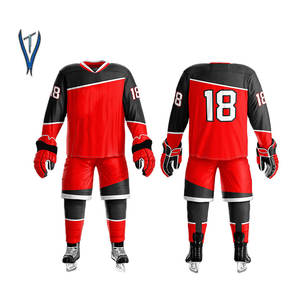 Uniformes de hockey sobre hielo personalizados de alta calidad Ropa deportiva OEM con impresión de sublimación completa de doble cara con nombre de equipo y estilo de conjunto de jugadores - Product Image 3