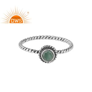 Anillo antiguo de GEMA de Esmeralda, joyería de plata 925 oxidada hecha a mano para diseñadores de la India - Product Image 1