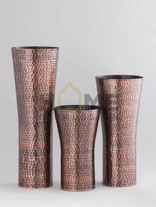 Antique Finishing Decorative Flower Vase <b>Set</b> of 3 Designer Shiny Look Flower Display Handmade Pots and Planters Vase Supplies - Product Image 5