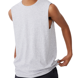 Camiseta sin mangas de color gris cielo, suave, cómoda y de calidad, personalizada por OEM para hombres/niños, 100% algodón/spandex según los requisitos del cliente. - Product Image 5