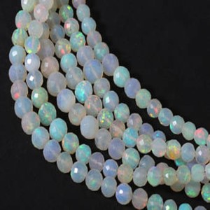 Cuentas de piedras preciosas naturales con forma de rondelle facetada de ópalo etíope, cuentas de ópalo para joyería de piedra - Product Image 1