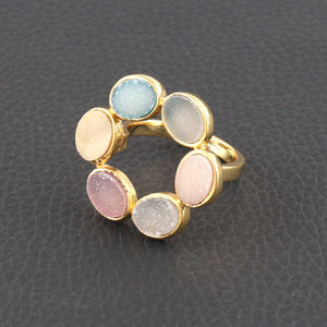Hot Selling Classic Design Ring Natural Multi Sugar Druzy Ring Gold/silver Plated Handmade Collet Set Fashion Jewelry Women Ring - Product Image 5