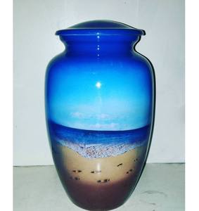 Urna funeraria para almacenamiento de recuerdos, de estilo americano urnas de metal y aluminio, suministros funerarios de forma redonda multicolor - Product Image 6