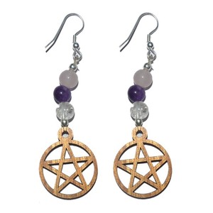 Boucles d'oreilles avec charme Om en agate - Style classique, bijoux religieux hindou - Product Image 1