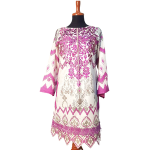 Fil de gazon Masoori de haute qualité Kurti-Kurtis avec travail de motif - Product Image 1