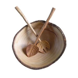 Bols à salade ovales en bois, plateau de Table rond en bois de manga, vente en gros avec un ensemble de serveur - Product Image 4