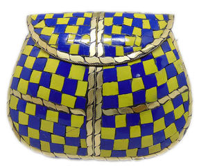Cosmetic Holder <b>Wedding</b> <b>Bag</b> Party Handbag <b>Clutch</b> Indian Ethnic Metal <b>Bag</b> Mosaic <b>Clutch</b> <b>Bag</b> - Product Image 1