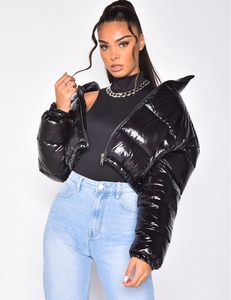 Autumn Women's Blouson <b>Jacket</b> Hooded <b>Waterproof</b> Breathable Eco-Friendly Windproof Quilted Zipper Closure Short Crop Detachable - Product Image 6
