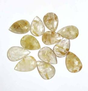 Quartz rutilé doré naturel de couleur Rose pour la fabrication de bijoux, 1 pièce, pierre précieuse à facettes ample, taille 25x18mm, vente en gros - Product Image 2