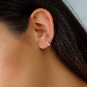 Orecchini ROXI in Oro 14k e Argento Sterling S925, Design Geometrico Rotondo con Micro-incastonatura di Zirconi, Gioielli Trendy per Donne - Product Image 2