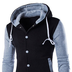 lettermen <b>jacket</b> style <b>fleece</b> pullover button style hoodie for men - Product Image 4