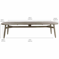 Table à manger rectangulaire en teck massif TEMECULA, design minimaliste antique, durable et écologique, pour appartement, maison, bureau, hôtel