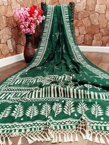 Sarees Soie Partie Porter Indien Dernier Designer Femmes Porter Sari avec Blouse Japon Satin Crape Soie Tissus Doux Impression Numérique Sari Apparelgarment - Product Image 4