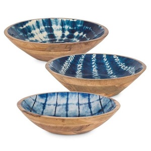 Best Quality Enamel Printed Wooden Bowl Classic Design Tableware <b>Food</b> Serving Bowl <b>Green</b> and White <b>Color</b> for Home and Kitchen - Product Image 3