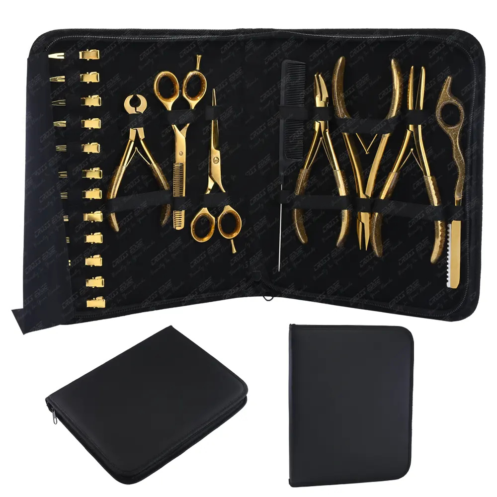 Hair Extension Applicator Tools Kit Microlink Pliers Set Hair Parting & Styling Comb Micro Bead Hair Extension Tools 5 Pieces