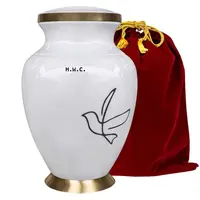 Plain Glossy White Brass Cremation Urn for Adult Ashes