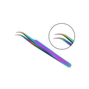 Pinzas profesionales de agarre de diamante de acero inoxidable de alta calidad, pinzas de extensión de pestañas con logotipo personalizado negro y dorado - Product Image 3