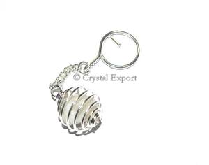 พวงกุญแจพลอยธรรมชาติอาเกตสีขาว - Product Image 1