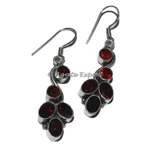 Pendientes de cuarzo rojo con gemas, moda - Product Image 1