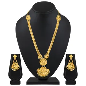 One Gram Gold Großhandel Indian Bridal Fashion Schmuck Lange Halskette Set für Frauen