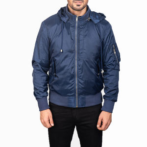 Chaqueta Bomber de lana con bolsillo para hombre, cuello redondo y cuello levantado, Colección Sialkot de poliéster de color sólido - Product Image 6