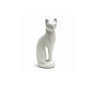 装饰白色搪瓷涂层猫雕骨灰盒火葬宠物骨灰价格最优惠的金属宠物火葬骨灰盒