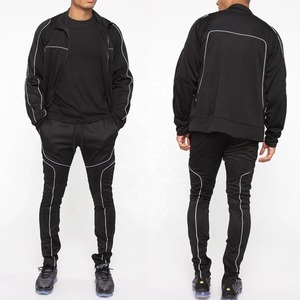 Vente en gros Nouveau panneau réfléchissant pour hommes Ensemble de jogging d'entraînement bicolore de travail Survêtements en nylon à réflecteur 3m avec fermeture éclair OEM - Product Image 5