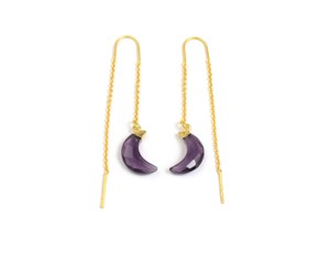 Multi piedra preciosa con forma de luna chapada en oro Nuevo diseño Joyería Regalo de moda para su conjunto de aretes de aro - Product Image 5