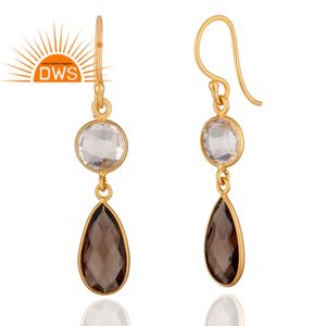 คริสตัลธรรมชาติควอตซ์และคริสตัลควอตซ์พลอยต่างหูสเตอร์ลิงต่างหูห้อยผู้ผลิตเครื่องประดับอัญมณี - Product Image 2