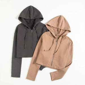 Crop Top Hoodies Design Hoodie Wholesale High Quality Custom Logo Cropped Sweatshirts Solid Color Cotton Plain <b>Jumper</b> Hoodie Cro - Product Image 6